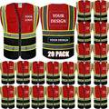 BeautyWill Custom Logo 10/20 Pack Safety Vest Class2 High Visibility Vest by BeautyWill