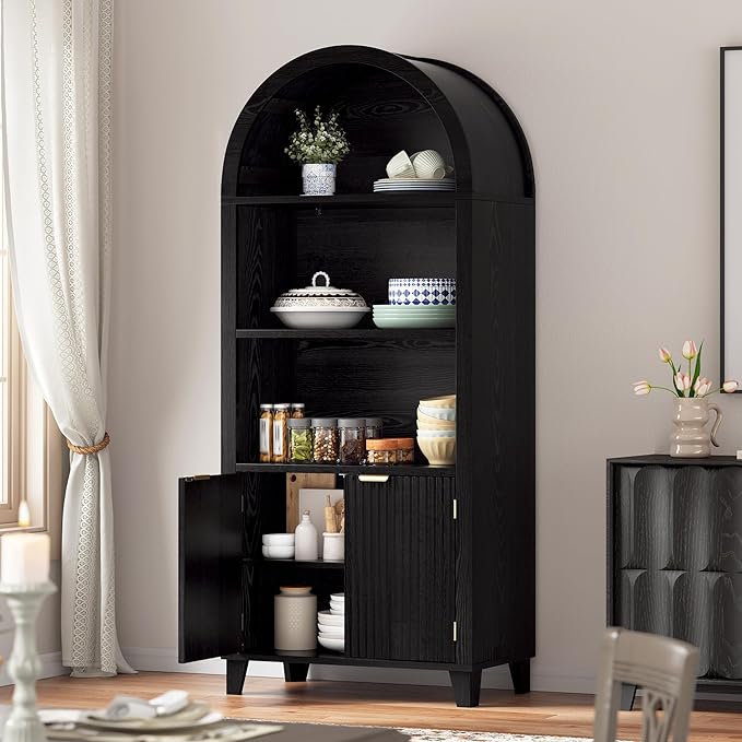Arched Kitchen Pantry, 5-Tier Arched Cabinet - Image 9