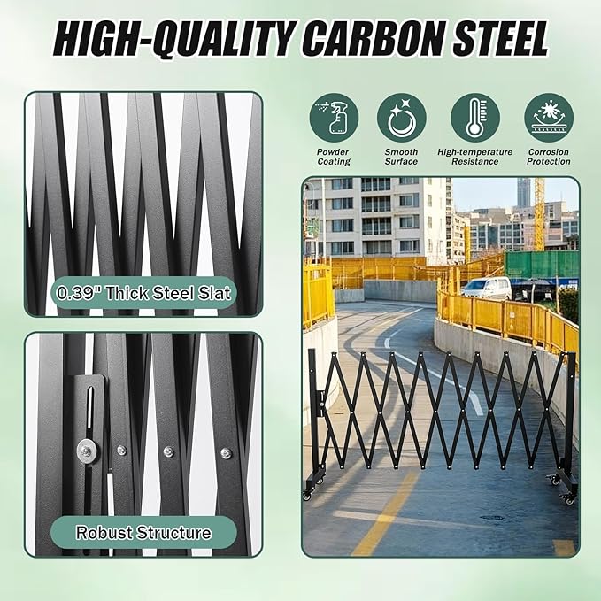 11 FT 44" High Industrial Metal Expandable Barricade，Retractable Traffic Fence - Image 3