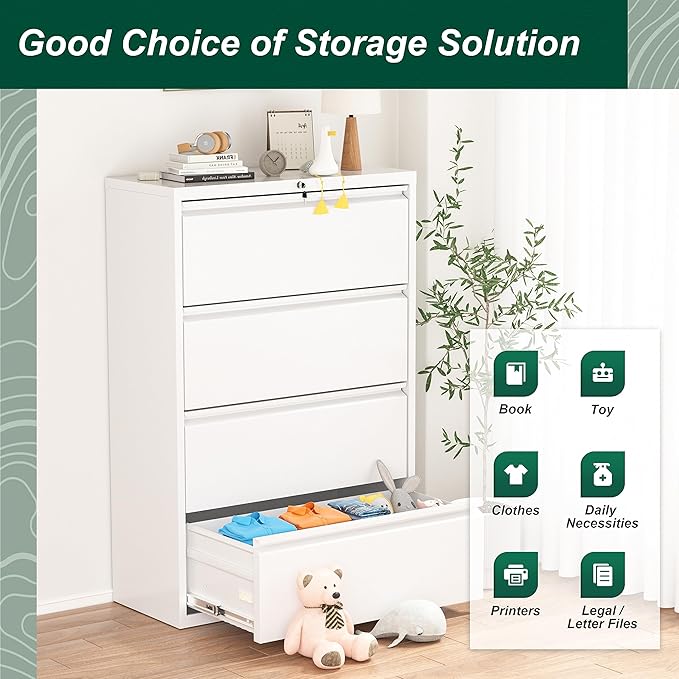Superday Lateral File Cabinet 4 Drawer, Filing Cabinets - Image 7