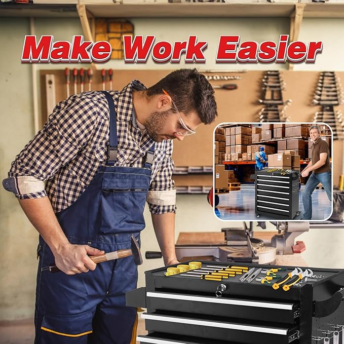 7-Drawer Tool Chest on Wheels, Rolling Metal Toolbox - Image 7