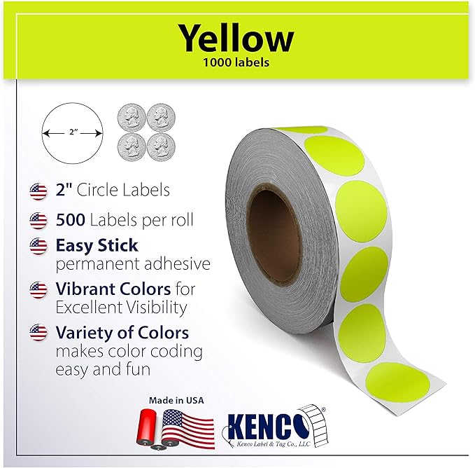 Kenco Color Coding Circle Dot Sticker Labels on a roll - Image 2