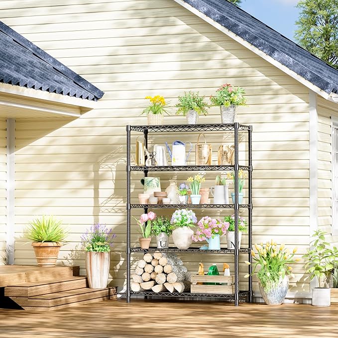 IZEUK 5-Tier Heavy Duty Metal Storage Shelving Unit, Adjustable Steel Wire Rack - Image 2