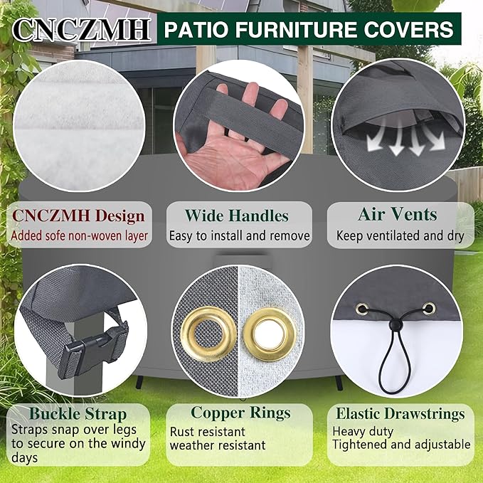 Heavy Duty Patio Furniture Covers Waterproof, 600D Round Outdoor Furniture - Image 4