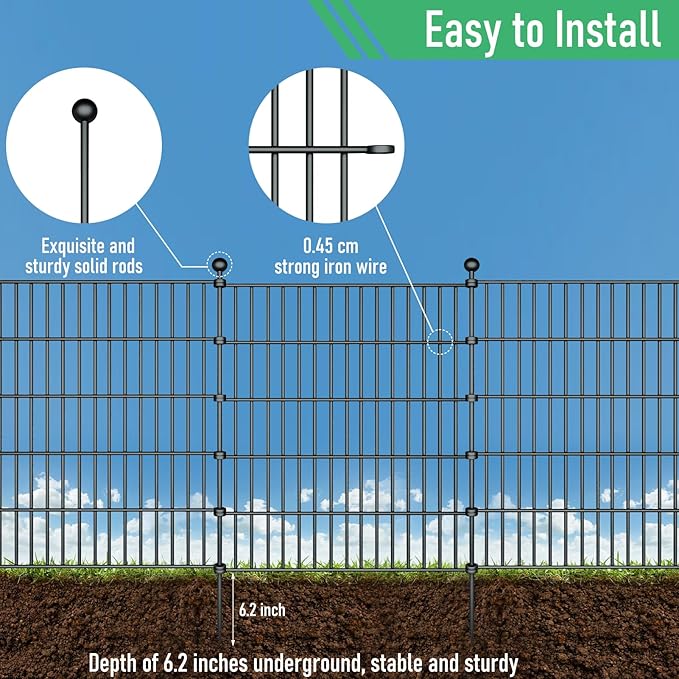 10 Panels Garden Fence Dog Fence Outdoor - Image 2