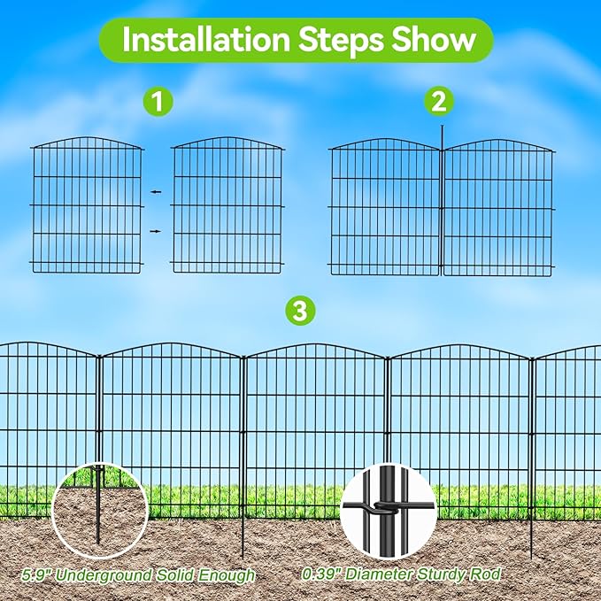INJOPEXI Decorative Garden Fence 12 Panels 23.6ft×30in Garden Fences - Image 3