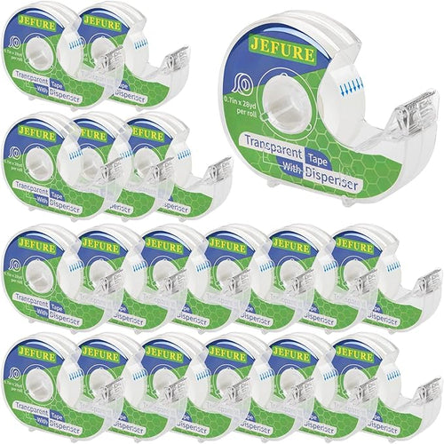 18 Pcs Transparent Tape with Dispenser, 0.7 x 1000 in Clear Tape Rolls Bulk by JEFURE