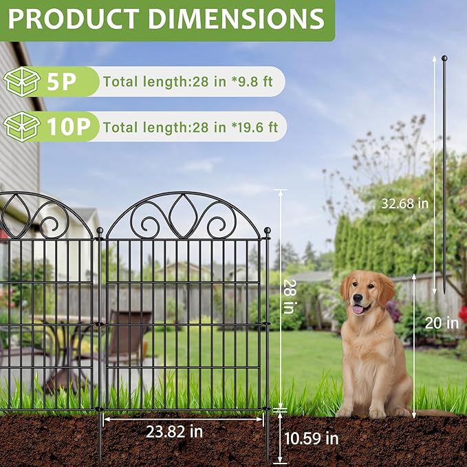5 Panels No Dig Decorative Garden Fence - Image 6