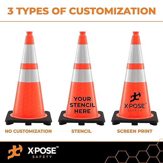 Xpose Safety 36 Inch Orange Traffic Cones Heavy Duty 15lb - Image 2
