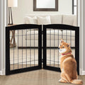 LZRS 2-Panel Freestanding Foldable Wood Dog Gate – Solid Wood & Steel Wire by LZRSPET
