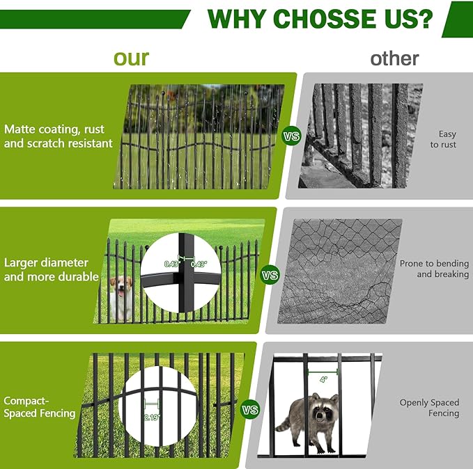 10 Panels No Dig Garden Decorative Fence - 24in H x 22.5ft L - Image 3