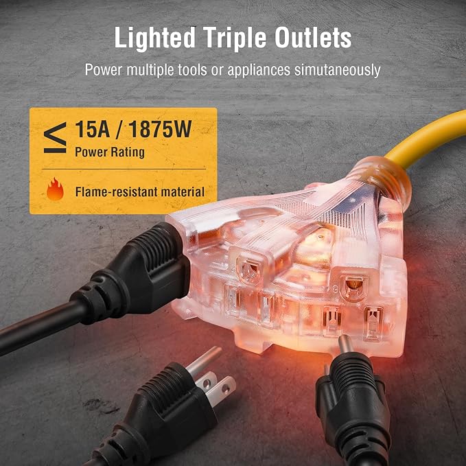 SURAIELEC 12 Gauge Extension Cord Reel, 45 FT Retractable Extension Cord - Image 7
