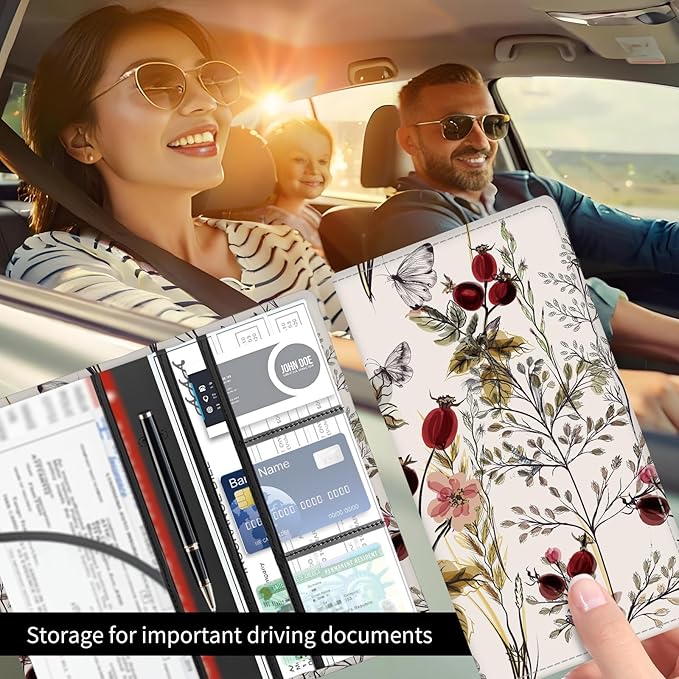 Premium Car Registration and Insurance Card Holder, Cute PU Leather Car - Image 2