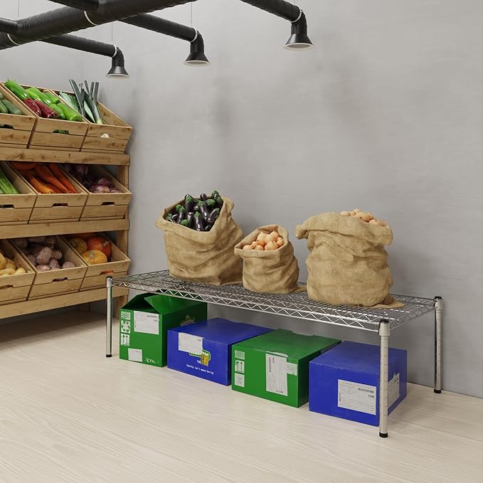 21''W x 54''L x 14''H Chrome Plated Wire Dunnage Rack | Off The Floor Storage - Image 2