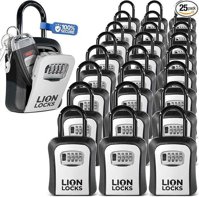 Key Lock Box for Keys with Code 4 Digit Combination Lockbox for Keys Outdoor by LionLocks