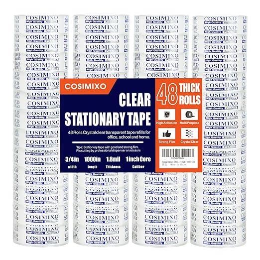 COSIMIXO 48Rolls Crystal Clear Tape Refills by COSIMIXO
