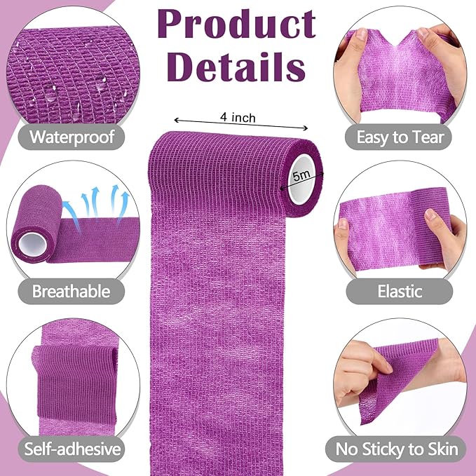 Treela 36 Pcs Self Adherent Bandage 4" X 5 Yard Wrap Breathable Cohesive - Image 2