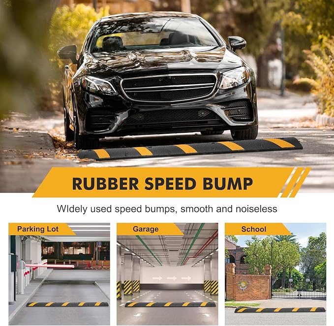2-Pack 6FT Heavy Duty Speed Bumps – 25, 000Lb Capacity Recycled Rubber Traffic - Image 8