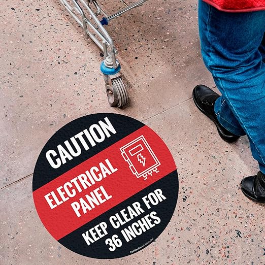 Caution Electrical Panel Circle Floor 10x10 inches, Floor Decal Anti-Slip - Image 3
