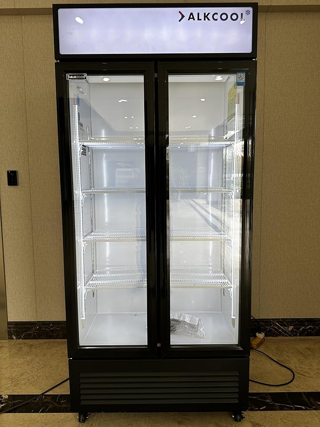 Commercial Beverage Refrigerator Display Fridge, Two Glass Door Upright Drink by NAFCOOL