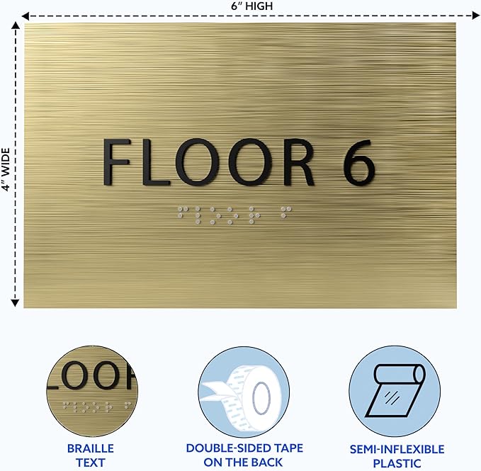 6" X4" Floor 6 Sign - Image 3