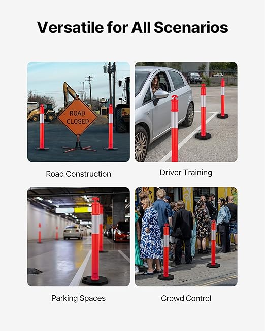 VEVOR 3 Pack Traffic Delineator Posts, 48 inches Traffic Safety Cones - Image 6