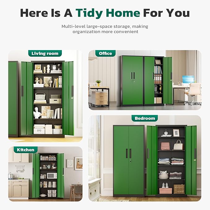 Greenvelly Metal Storage Cabinet, Lockable Steel Cabinets - Image 7