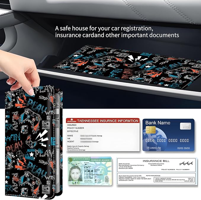 Premium Car Registration and Insurance Card Holder, Cute PU Leather Car - Image 3