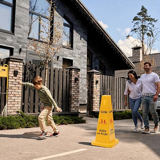 10 Pack Slow Down Kids at Play Cones 26.38 Inch Slow Kid at Play Safety Signs - Image 7