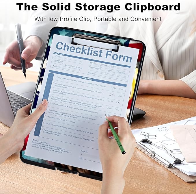 Clipboard with Storage, Plastic Storage Clipboard with Low Profile Clip - Image 4