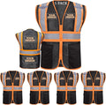 Custom Safety Vest with Logo Pockets High Visibility Reflective Vests by CustomTok