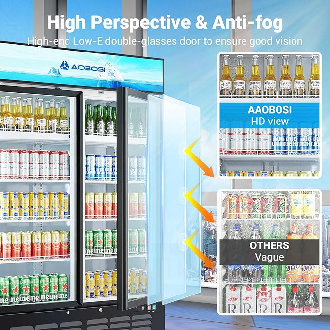 AAOBOSI Commercial Merchandiser Refrigerator, 36.8 Cu.Ft Glass Door Display - Image 3