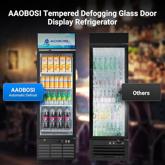 AAOBOSI Commercial Merchandiser Refrigerator, 12.29 Cu.Ft Glass Door Display - Image 6