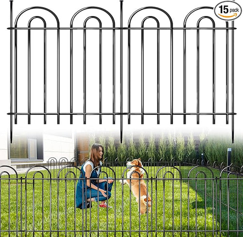 15 Panels Decorative Garden Fence, 24 in X 30 ft No Dig Dog Fence Outdoor by AVELOTUUG