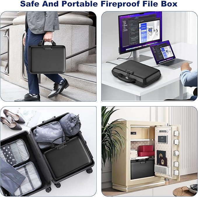 Fireproof Document Box, Hard Case Fireproof File Organizer Box - Image 7