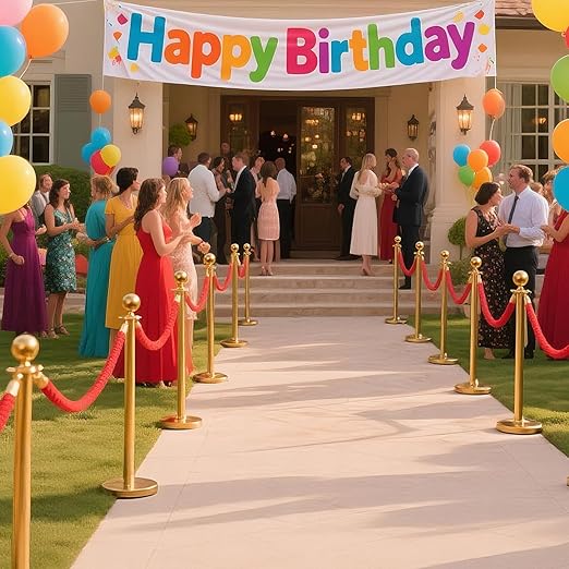 4 PCS Stanchions and Velvet Ropes, Stainless Steel Poles - Image 7