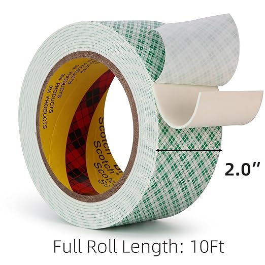 3M Double Sided Foam Tape 2.0"×10Ft 1 Pack White Double Coated Urethane Strong - Image 3