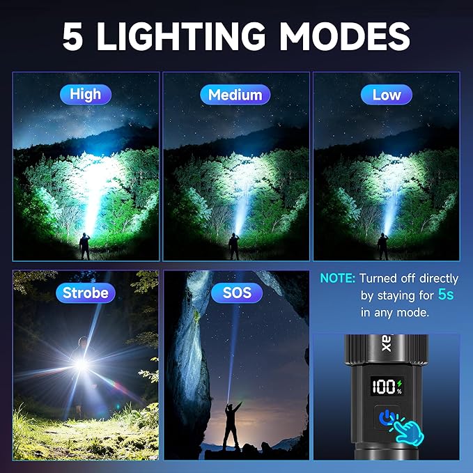4Pack Rechargeable Flashlights High Lumens 9900LX, LED Flashlight Rechargeable - Image 3