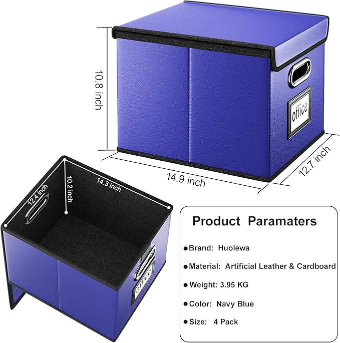 Huolewa Decorative Leather File Organizer Storage Boxes - Image 6