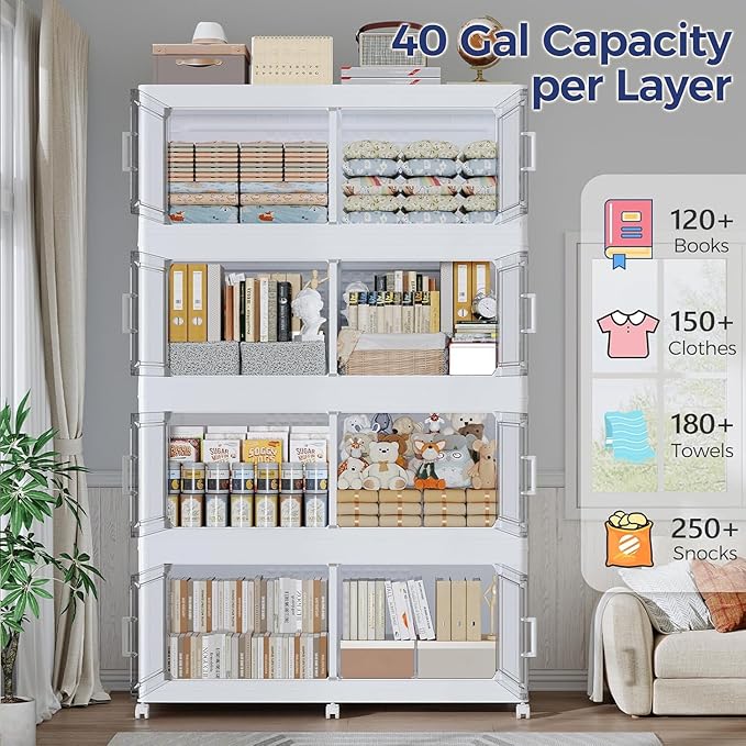 120GAL Storage Bins with Lid and Wheels, Stackable Closet Organizers and - Image 3