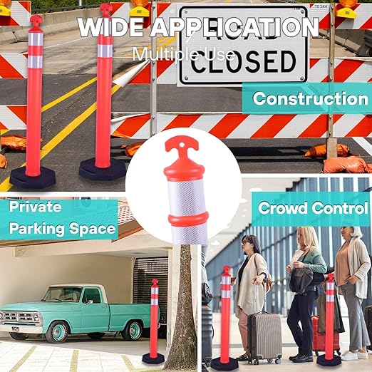 3PACK BESEA Traffic Delineator Cone 45”High Orange Traffic Safety Delineator - Image 4