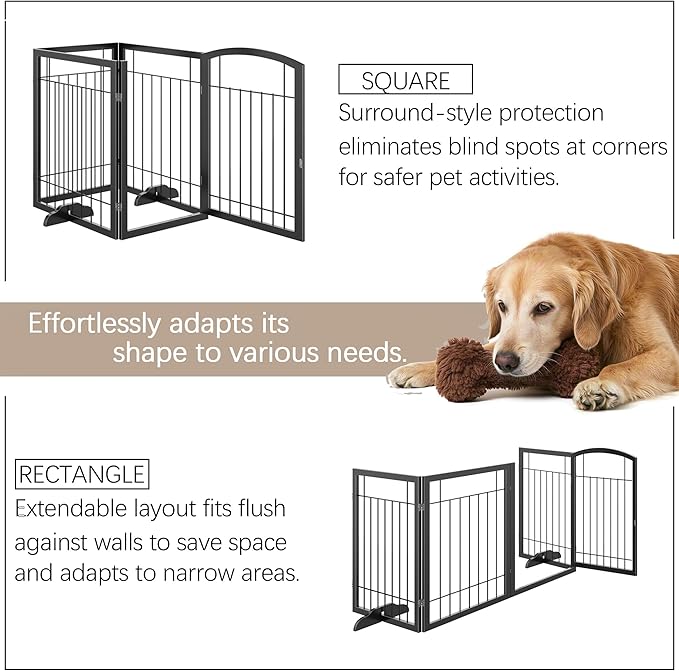 Vantas Folding Pet Gate 96" Wide, Freestanding Wire Pet Gate, Pet Puppy Safety - Image 6