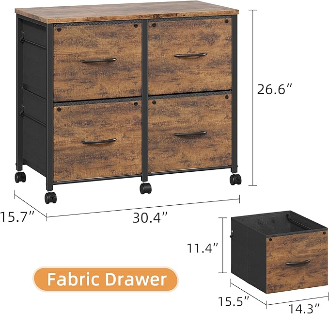 4 Drawer Lateral File Cabinet, Mobile Filing Cabinet - Image 3