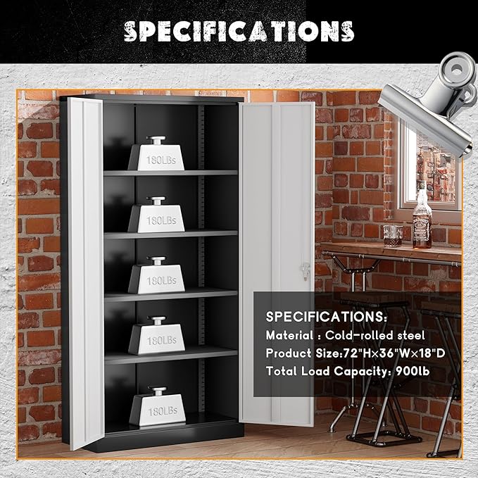 Greenvelly Metal Storage Cabinet, Steel Cabinets - Image 3