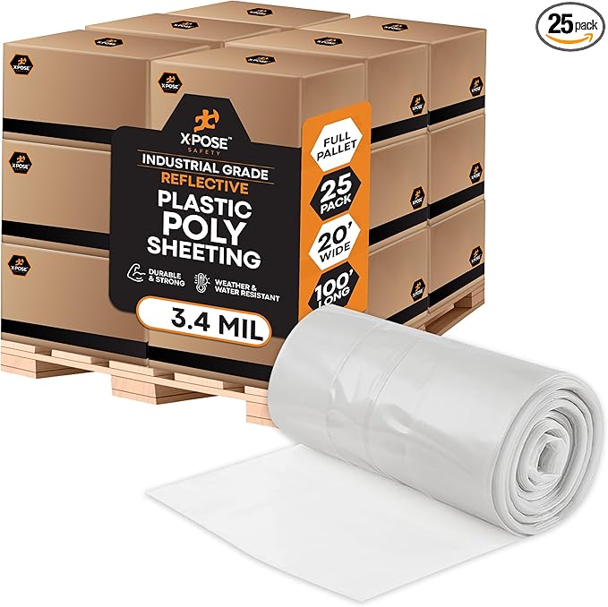 Xpose Safety Clear Plastic Sheeting – 20' x 100' Rolls – Heavy Duty 3.4 Mil by XposeSafety