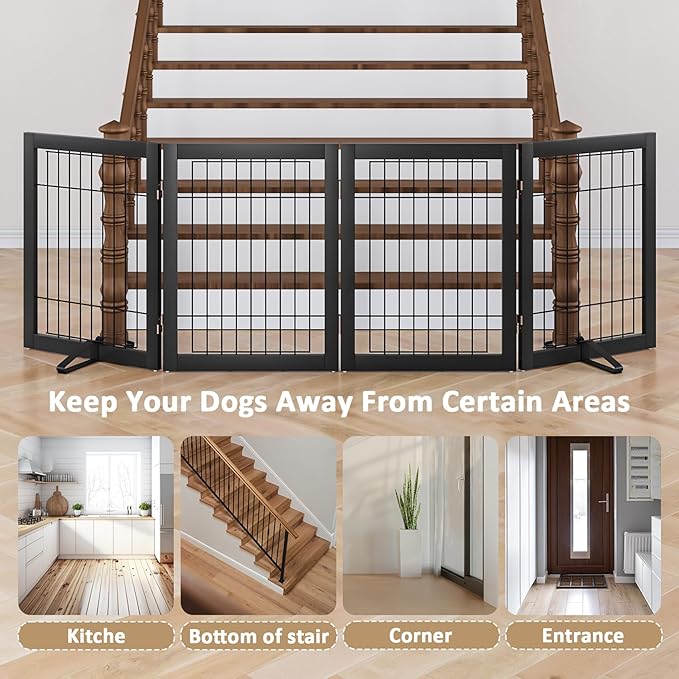 Dog Gate Wire Dog Gates for House Doorways Stairs 24-Inch Freestanding Pet Gate - Image 4