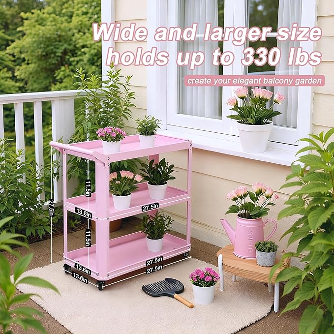 3 Tier Metal Utility Rolling Cart - Image 3