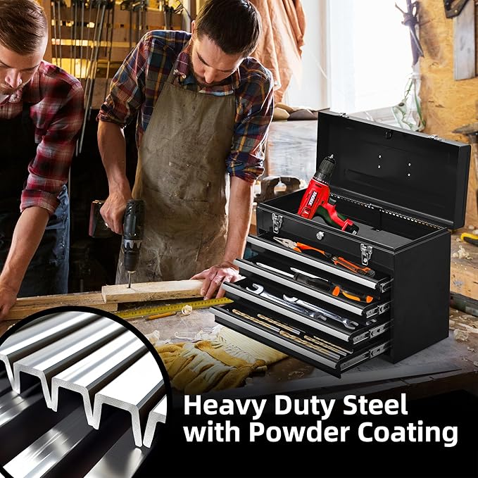4 Drawers Metal Tool Box Portable Steel Tool Chest - Image 6
