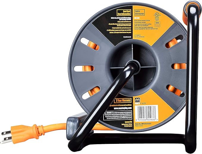 Masterplug 50ft Cord Reel, Retractable Extension Lead - Image 6
