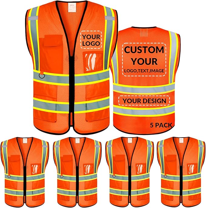 BeautyWill Custom Safety Vest Logo Class 2 High Visibility Reflevtive Vest by BeautyWill